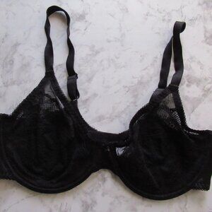 She Curve Bra 36D Black Sheer Underwire Back Closure